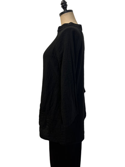 Two Pocket Mock-Cowl Neck in Black