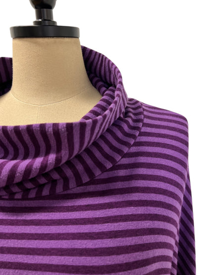 Stripe Boxy Turtleneck in Mulberry