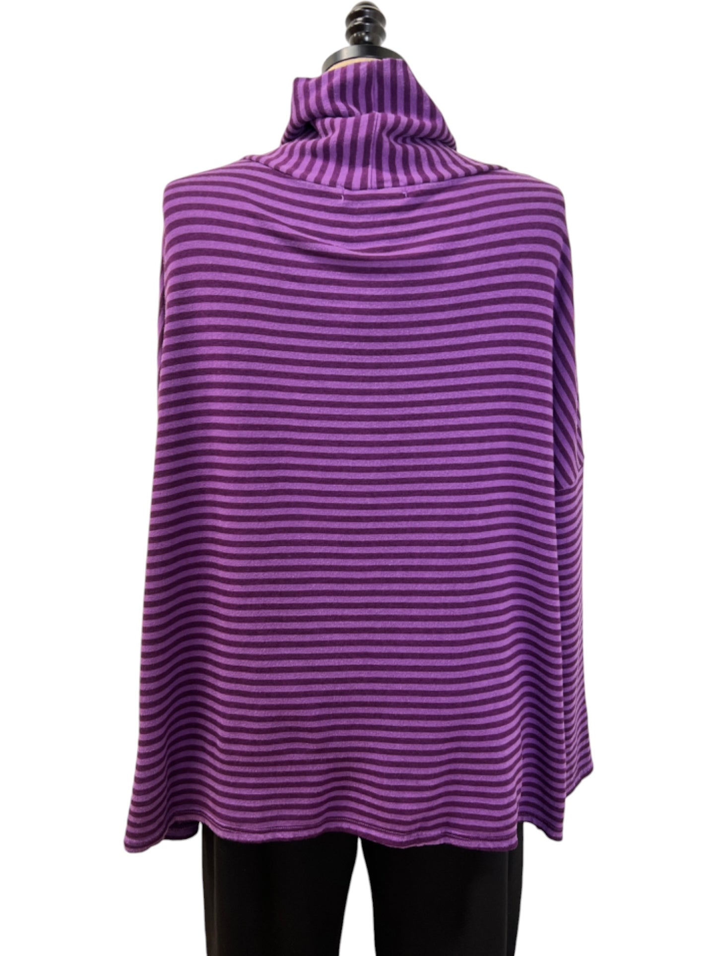 Stripe Boxy Turtleneck in Mulberry