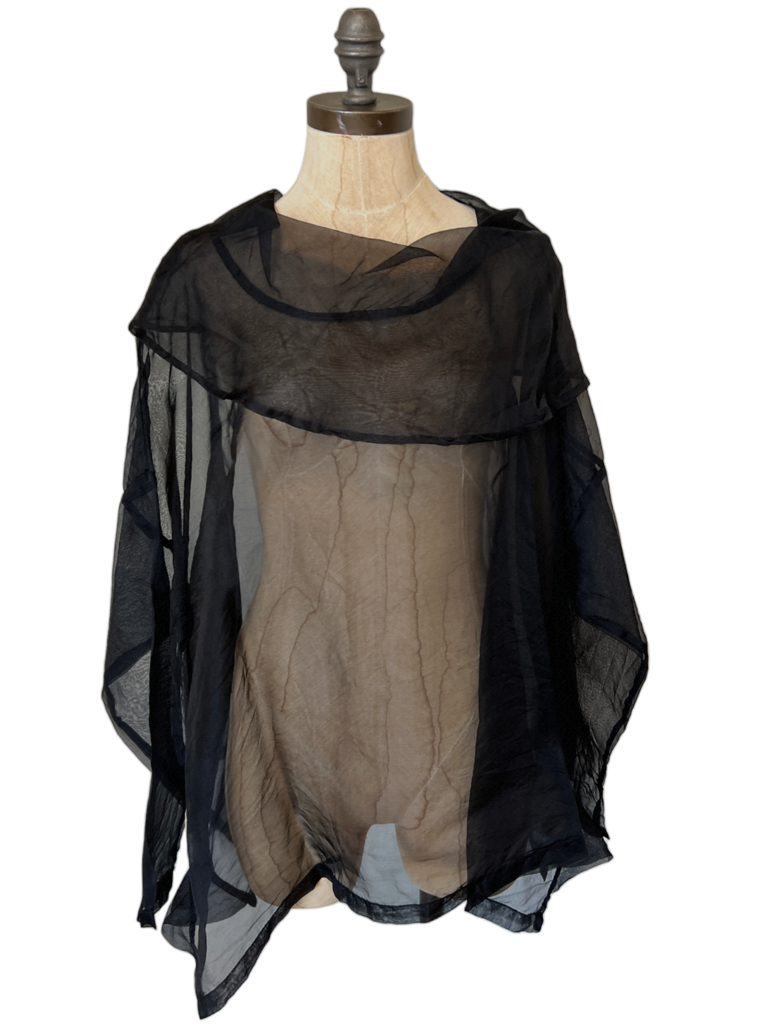 Organza Cowl Neck Top in Black
