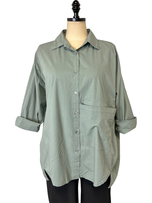 Big Pocket Button Up in Sage