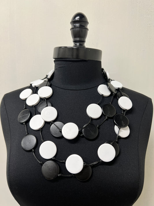 Black and White Disk Necklace