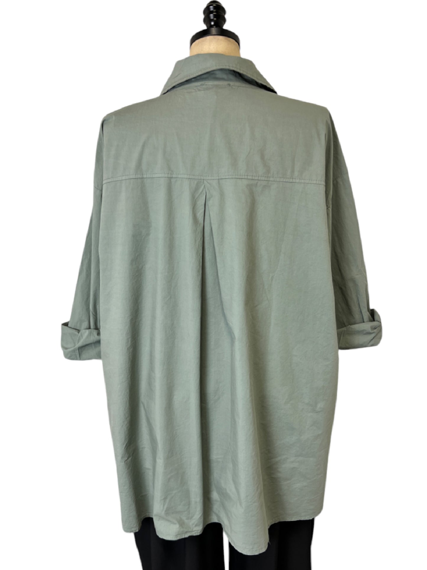 Big Pocket Button Up in Sage