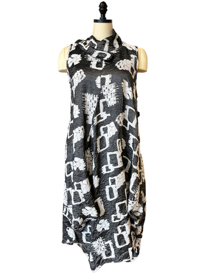 Criss Cross Glam Dress in Charcoal Abstract