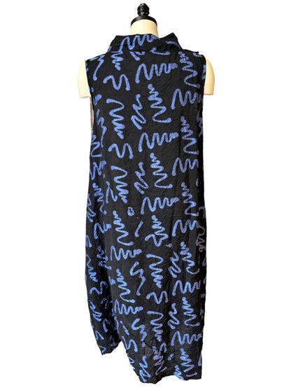 Criss Cross Glam Dress in Blue Squiggle