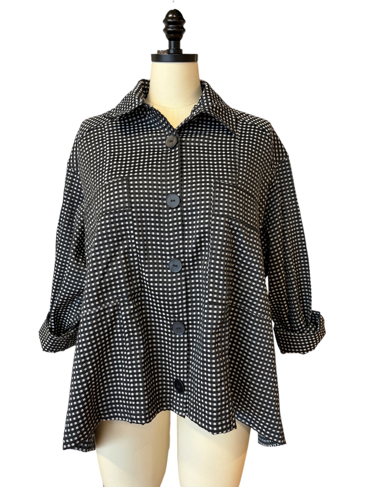 Two Pocket Jacket in Black Check