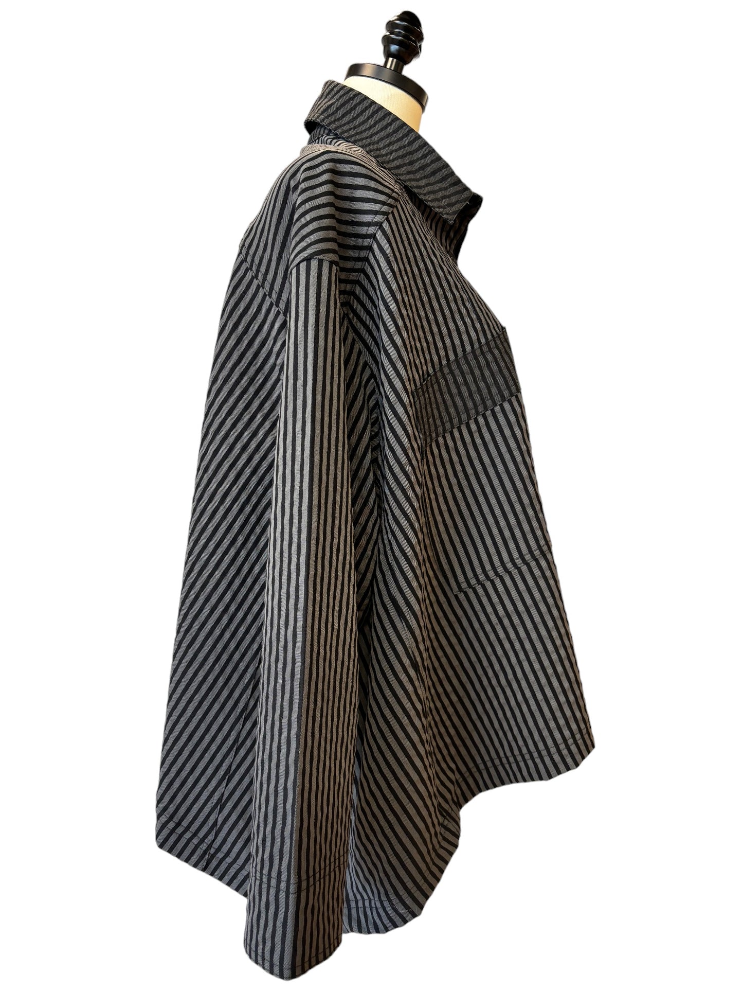 Two Pocket Jacket in Charcoal Stripe