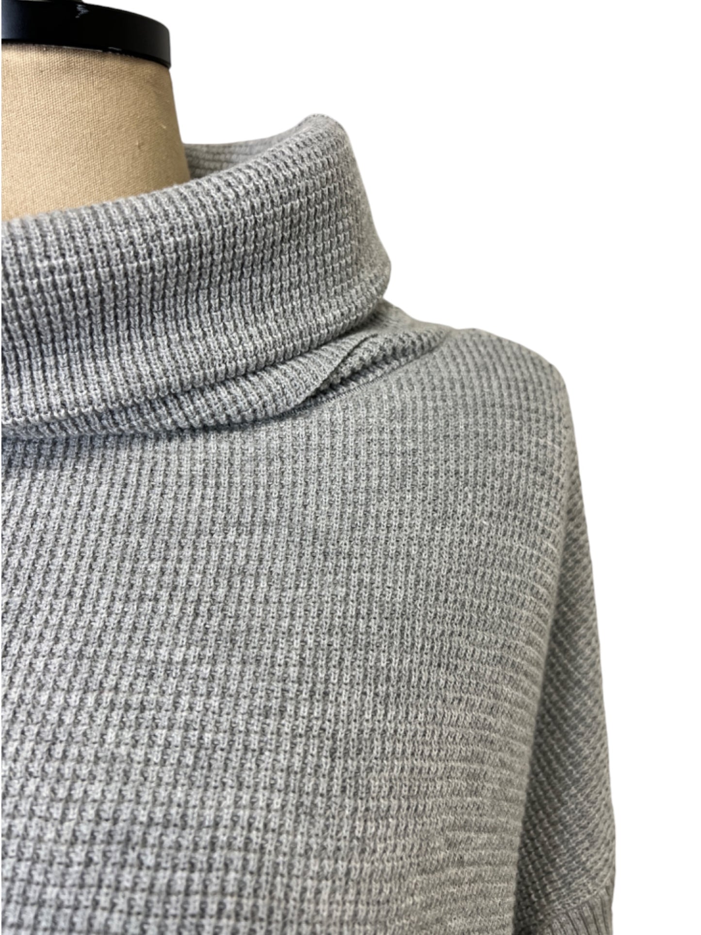 Waffle Cowl Sweater in Silver