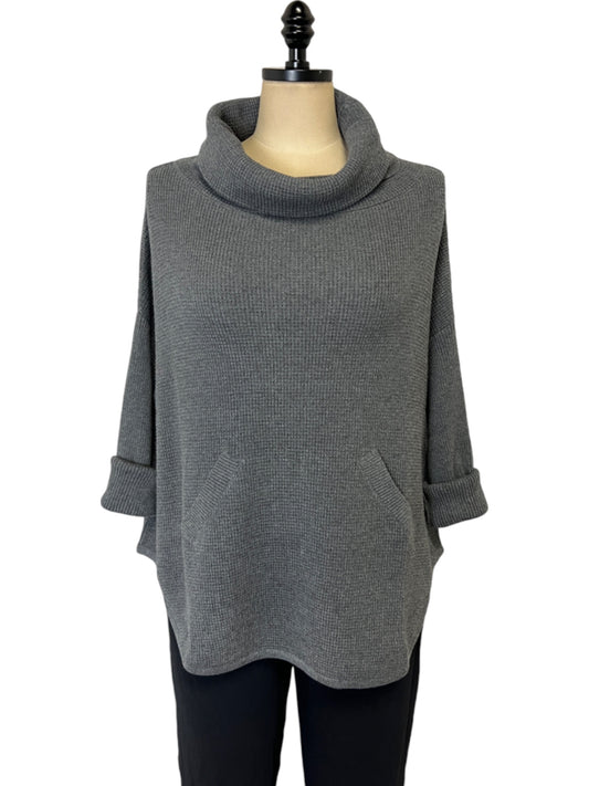 Waffle Cowl Sweater in Charcoal