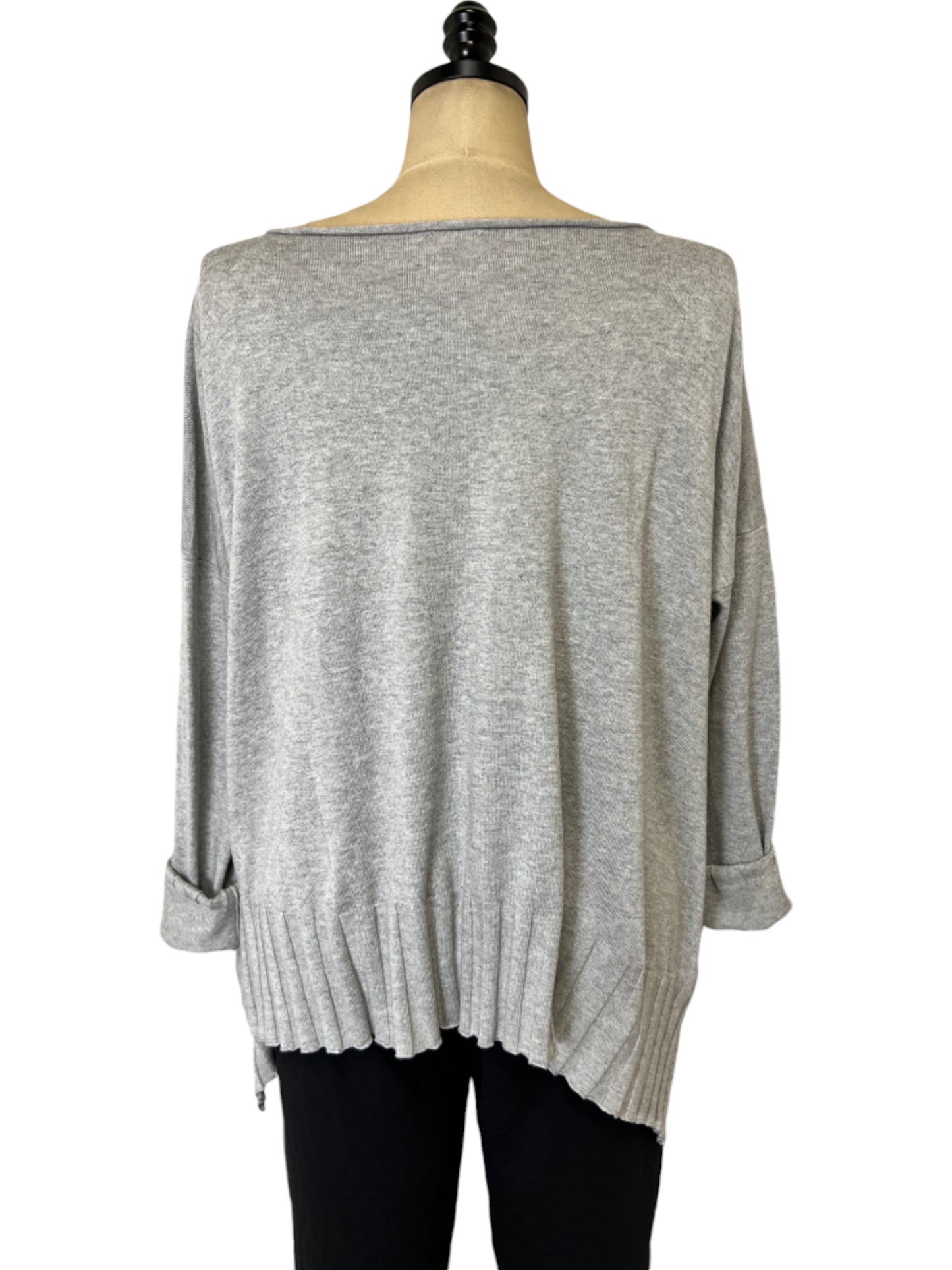 Pima Cotton Boatneck Rib in Silver