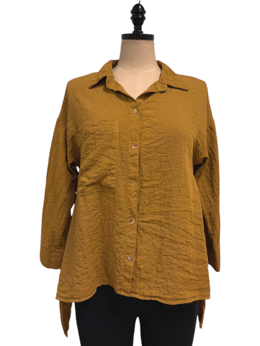 Aline Split Blouse in Brass