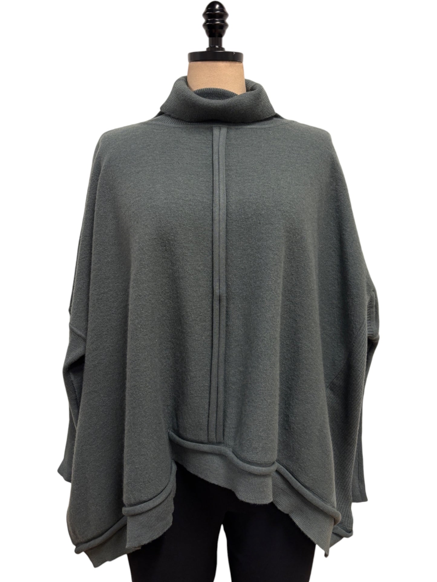 Front Seam Turtleneck Sweater in Moss