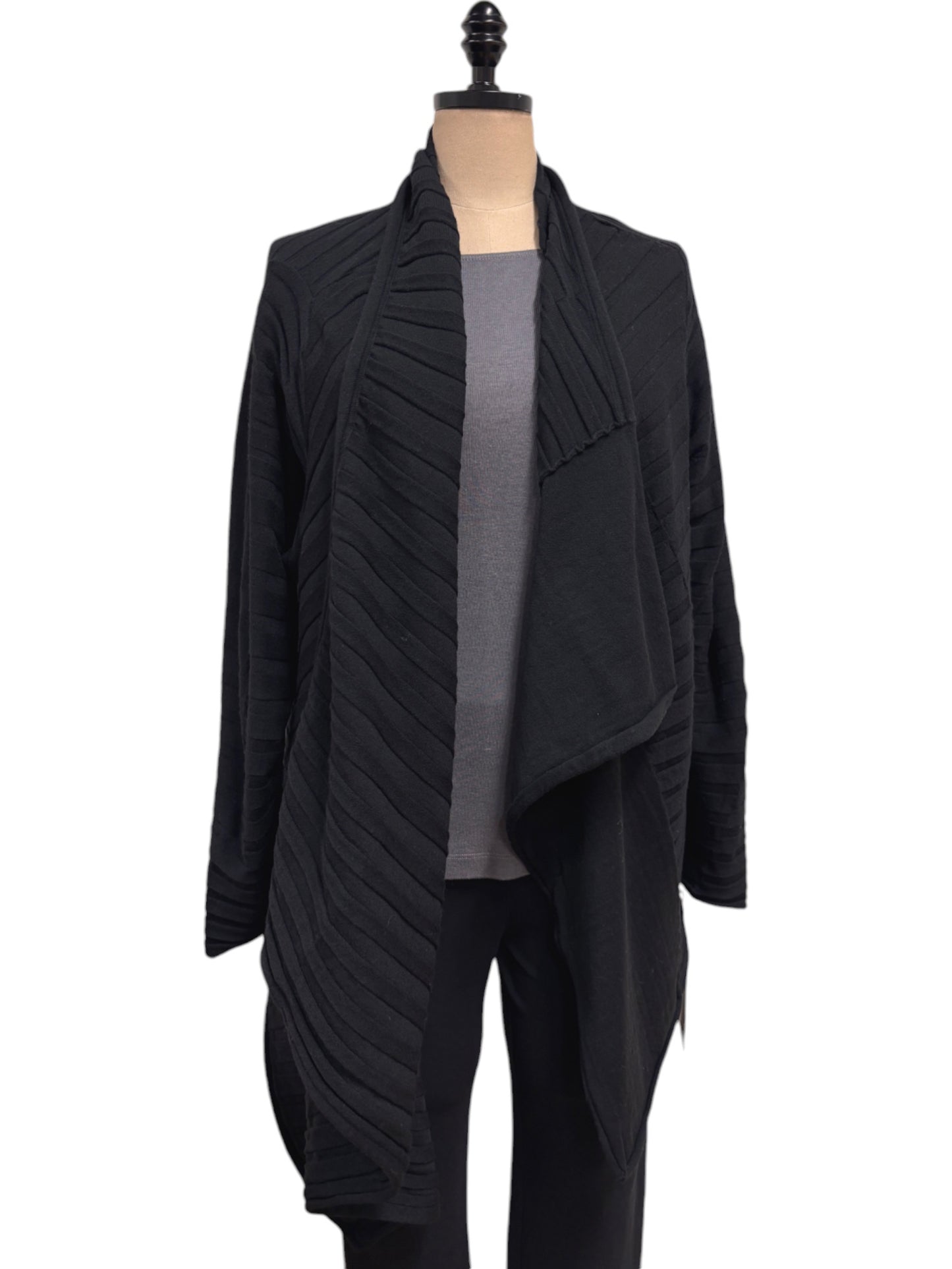 Rib Cardigan in Black