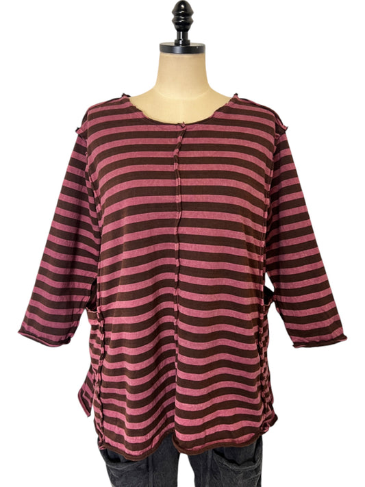 Tunic Tee Long Sleeve in Stripe Garnet