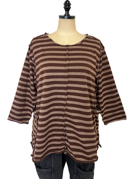 Tunic Tee Long Sleeve in Stripe Leather