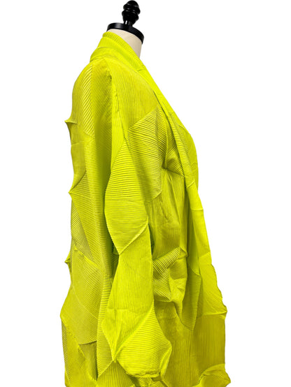 Angled Pleat Duster in Lime