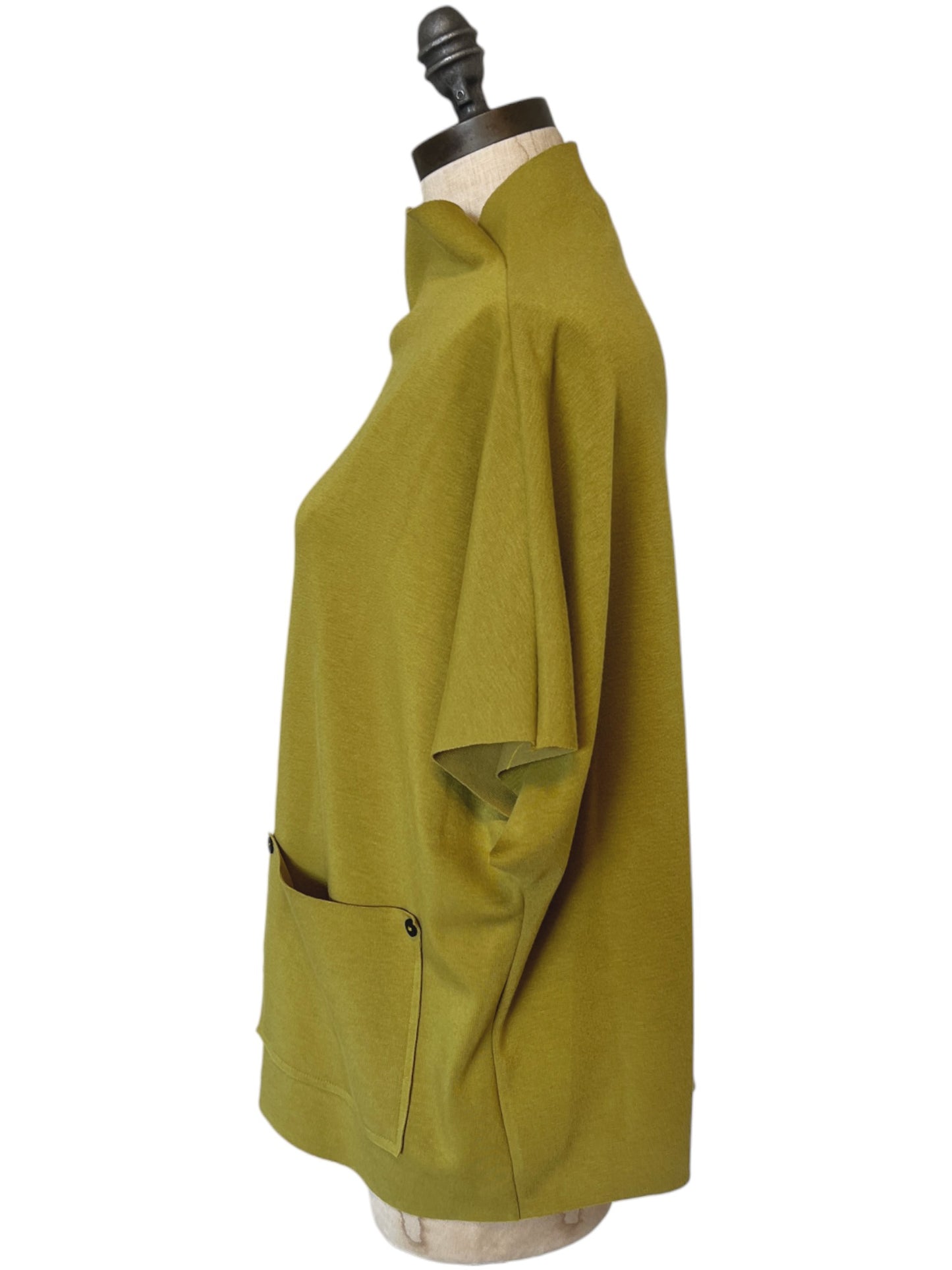 Boxy Pocket T in Chartreuse