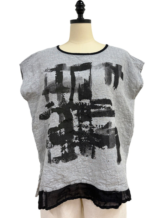 Grey and Black Boxy Top