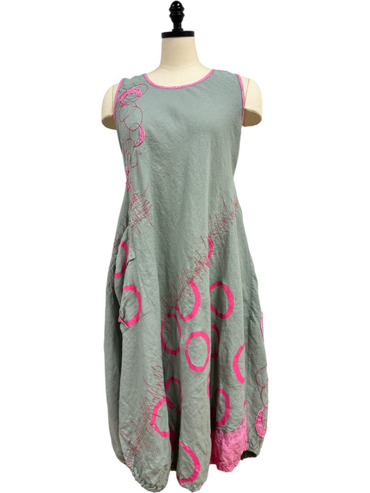 Green with Pink Circles Dress