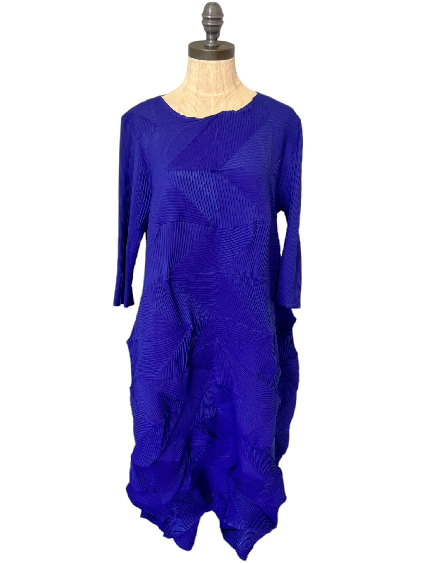 Perma Pleat Dress in Electric Blue