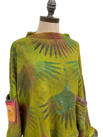 Bird of Paradise Crop Sweater in Tropical Punch