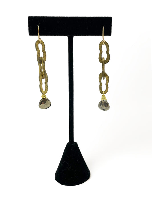 Pyrite and Chain Earrings