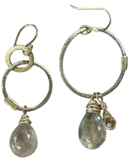 Blush Pink and Green Peridot Earring