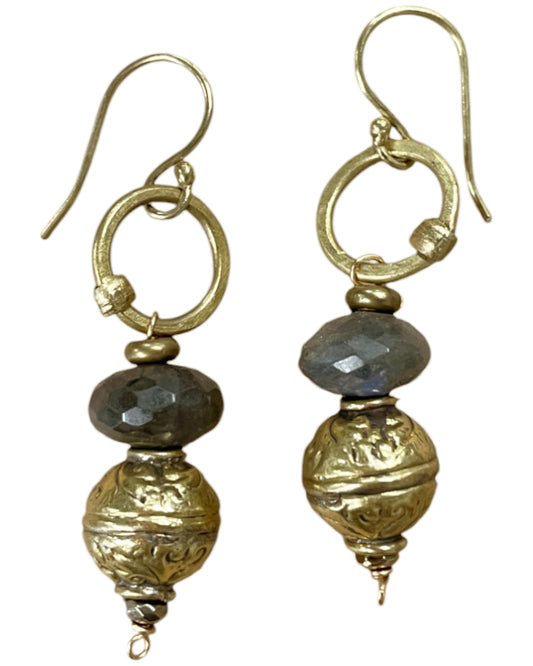 Antique Brass Bead Earring