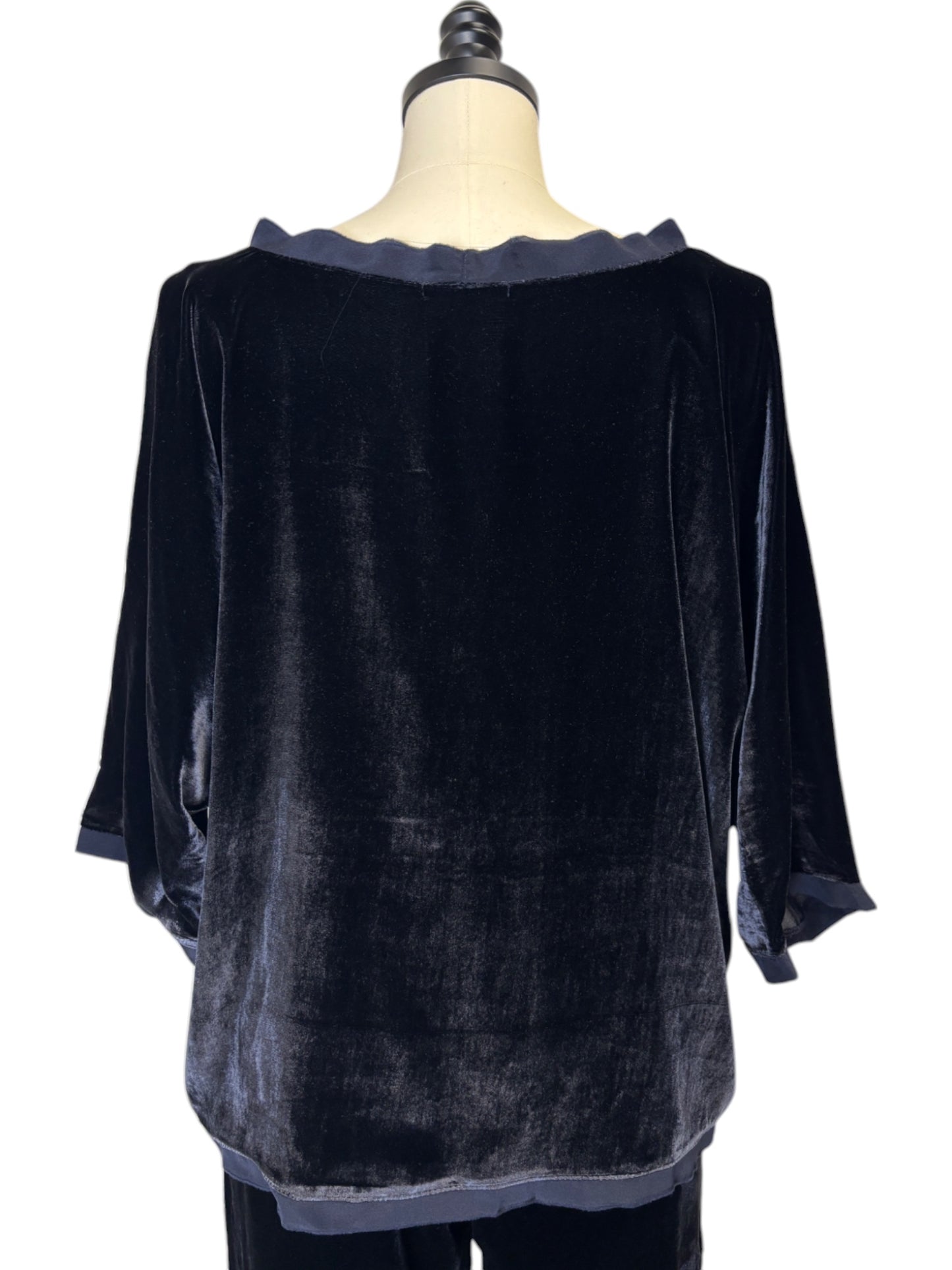 Oda V-Neck Top in Midnight Silk Velvet