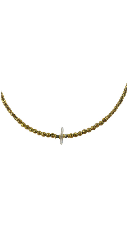 Herkimer and Gold Hematite Choker