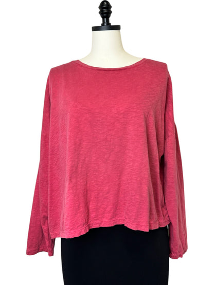 Crop Solid T-Shirt in Ruby