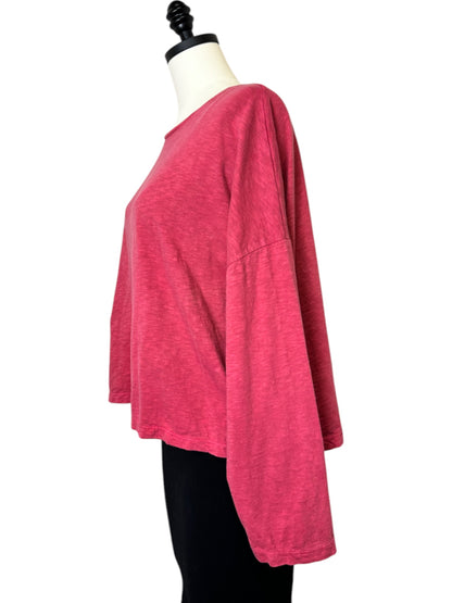 Crop Solid T-Shirt in Ruby