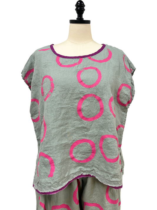 Green with Pink Circles Top