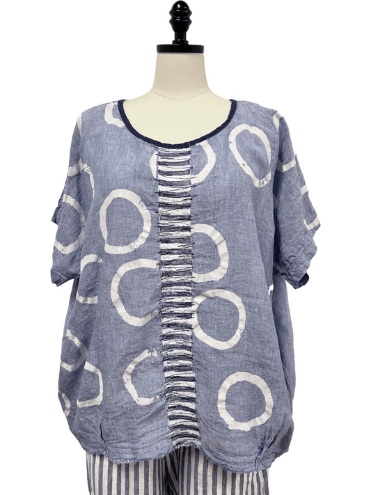 Blue with White Circles Top
