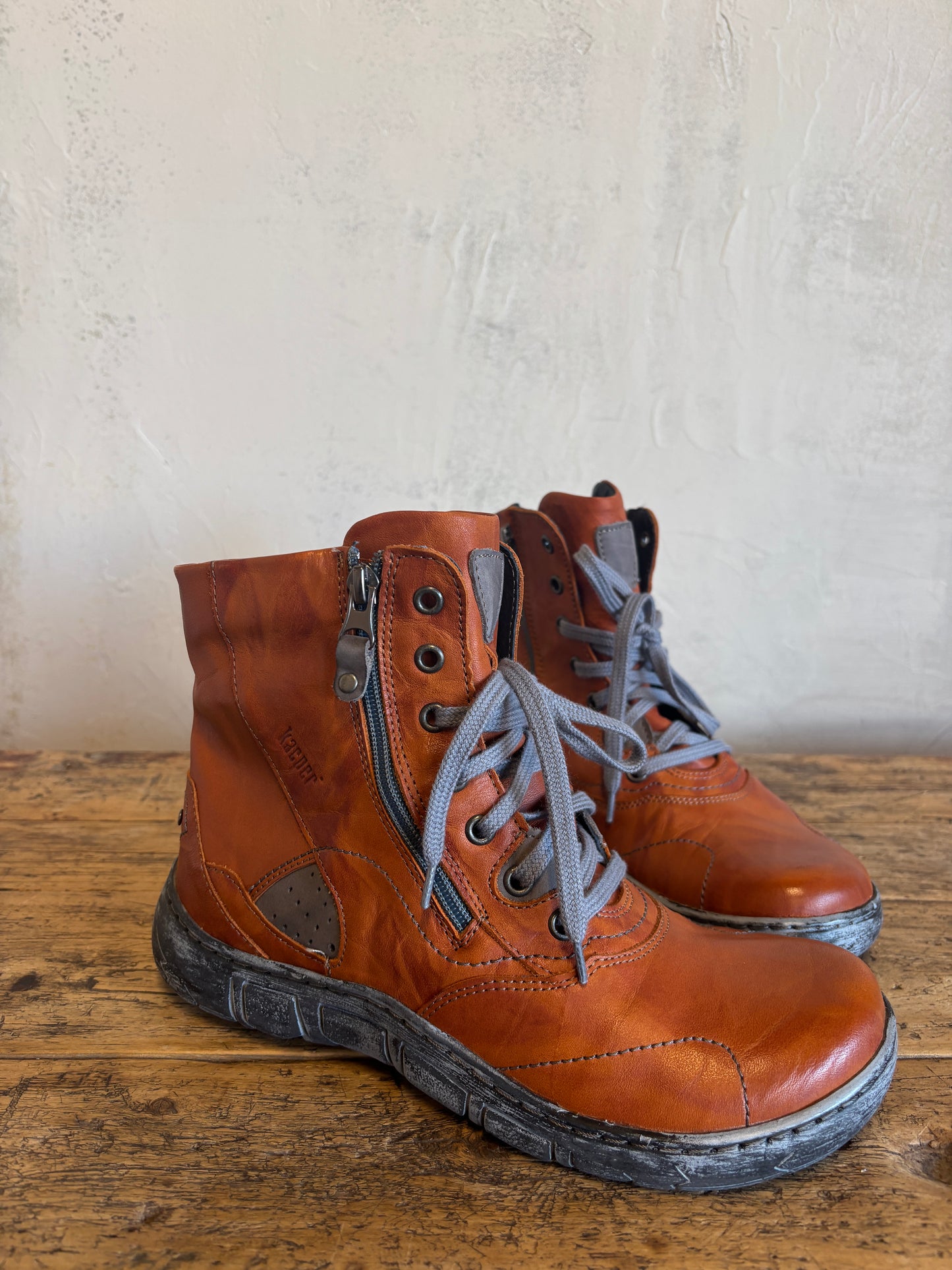 Lined Zip Up Boots in Orange