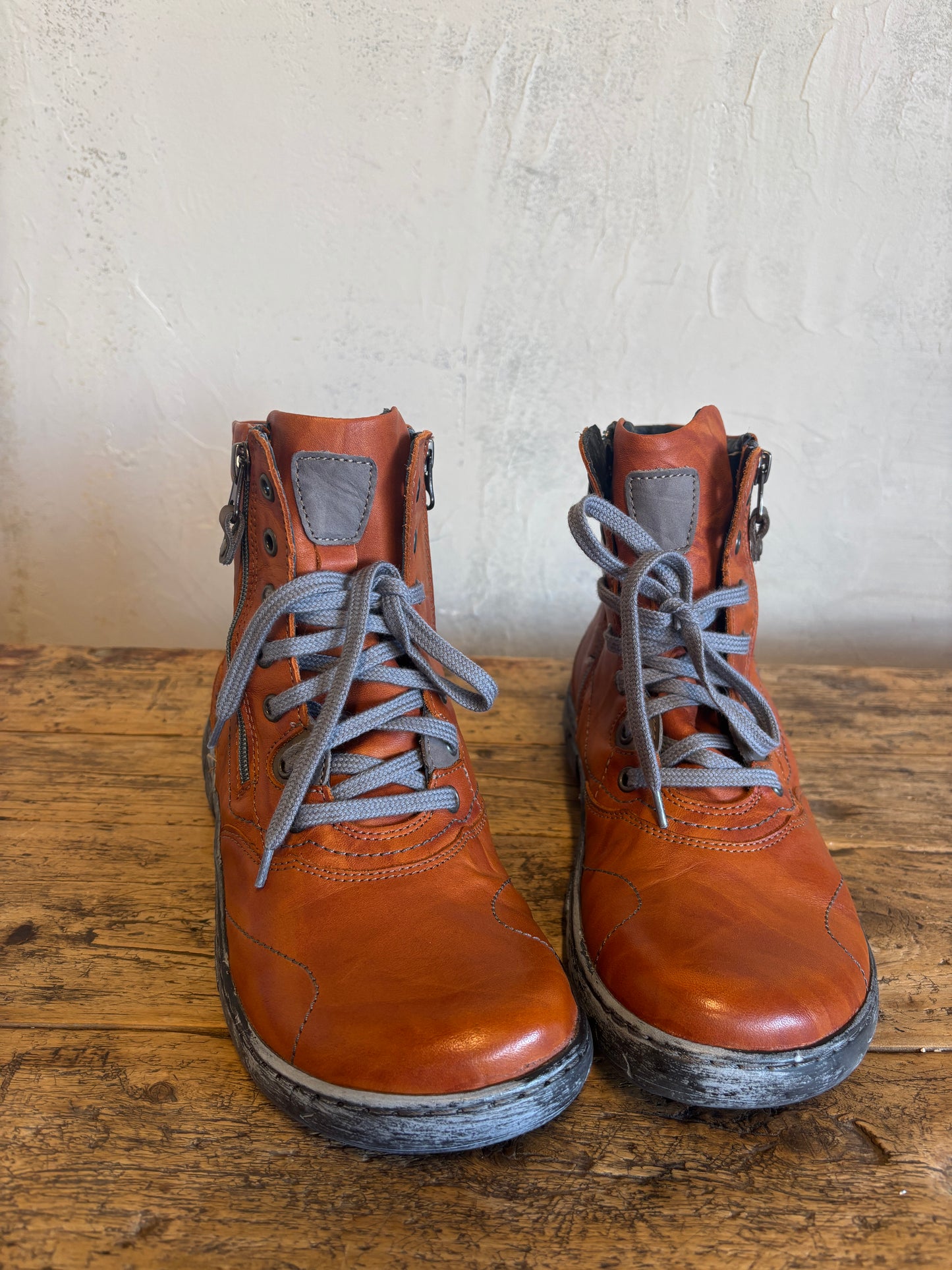 Lined Zip Up Boots in Orange