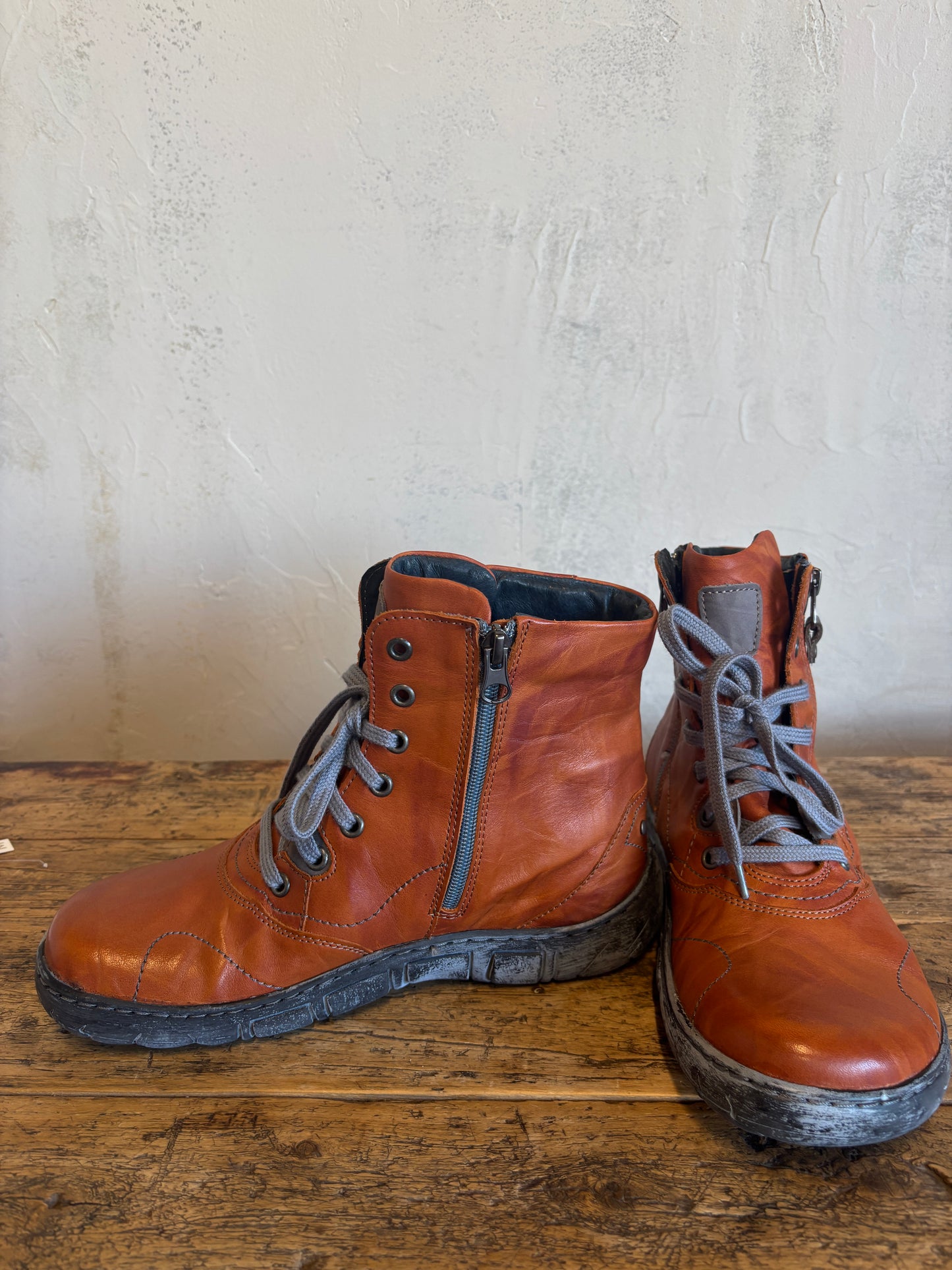 Lined Zip Up Boots in Orange