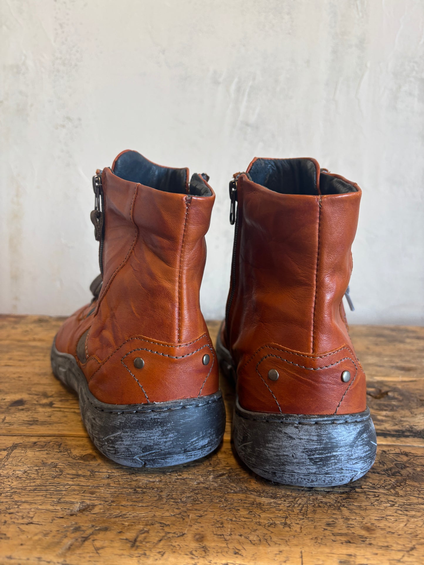 Lined Zip Up Boots in Orange