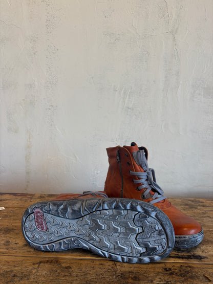 Lined Zip Up Boots in Orange