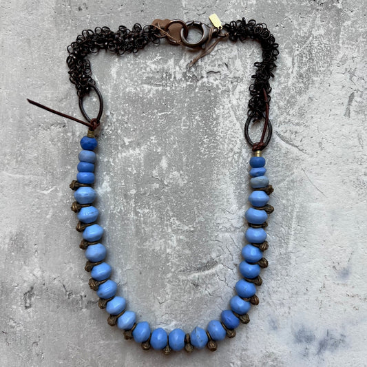 Russian Blue Beads w Leather