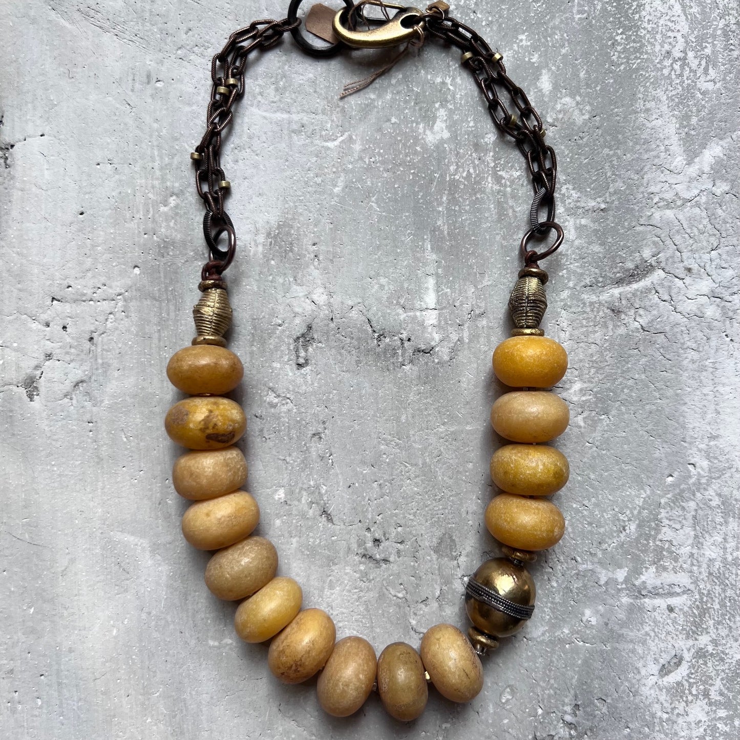 Antique Golden Resin Beads on Bali Chain