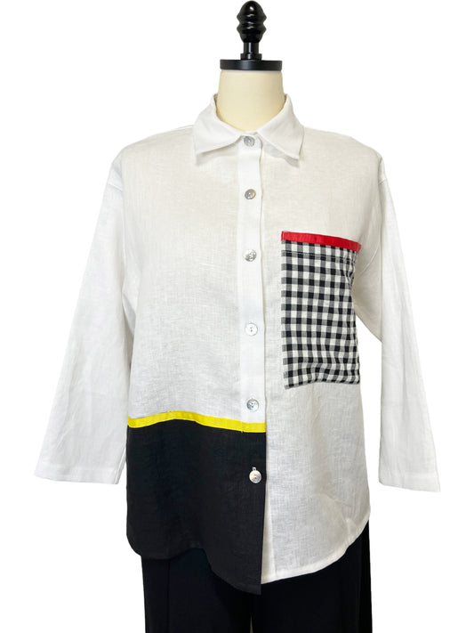 Checkered Patch Pocket Button-Up