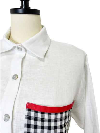 Checkered Patch Pocket Button-Up