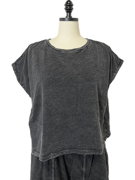 Cap Sleeve T-Shirt in Faded Black
