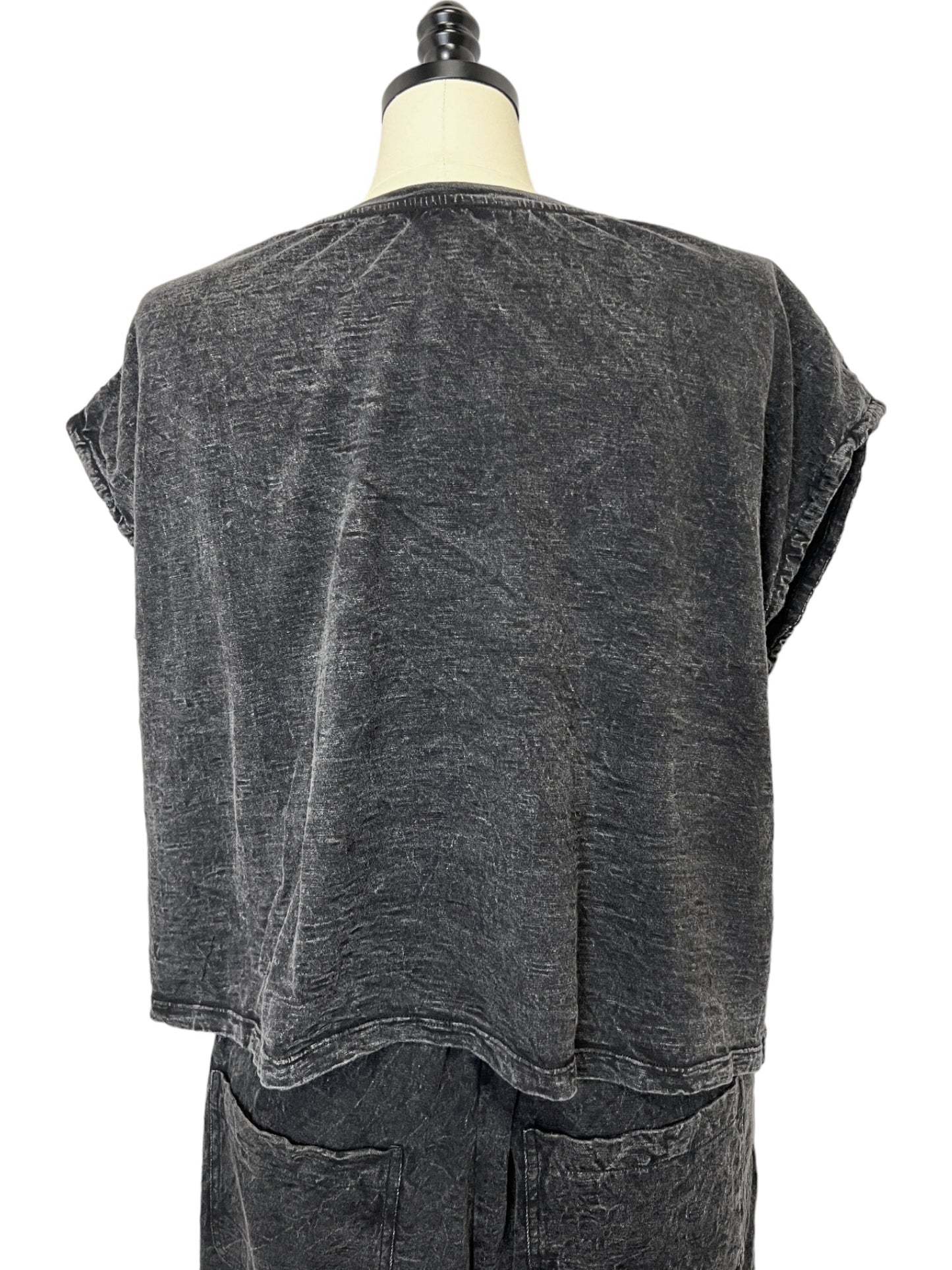 Cap Sleeve T-Shirt in Faded Black