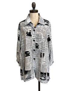 Newsprint Button Up Tunic
