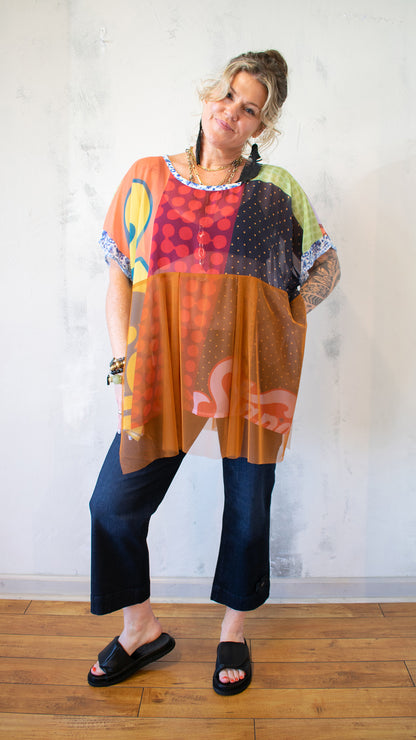 Blouse T Long - Ocean Washed Tiles