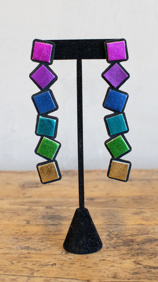 Rainbow Squares Earrings