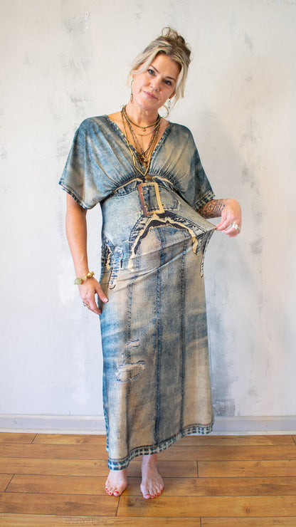 Jeanious Trompe L’Oeil Kimono Dress