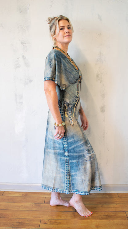 Jeanious Trompe L’Oeil Kimono Dress